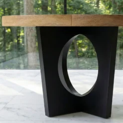 Table ronde extensible Kalipso Chêne Clair et Noir