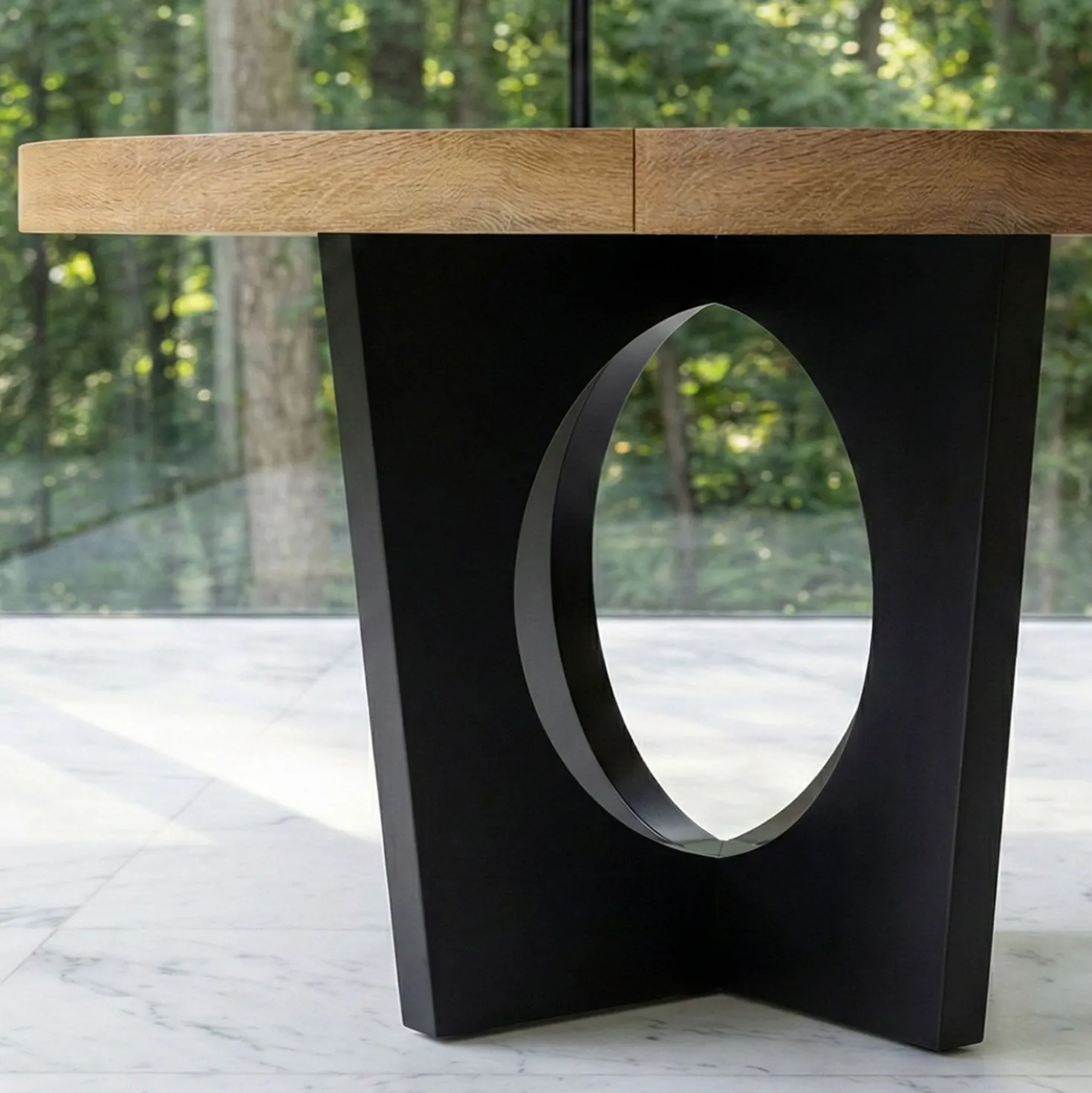 Table ronde extensible Kalipso Chêne Clair et Noir