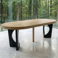 Table ronde extensible Kalipso Chêne Clair et Noir