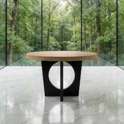 Table ronde extensible Kalipso Chêne Clair et Noir