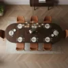 Table ronde extensible Lawina L110-260cm avec pieds design Bois Noyer