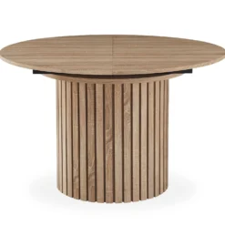 Table ronde extensible pied central style colonne Burkina 120-160cm Bois Sonoma