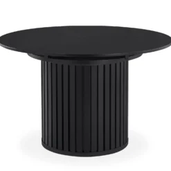Table ronde extensible pied central style colonne Burkina 120-160cm Noir