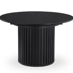 Table ronde extensible pied central style colonne Burkina 120-160cm Noir