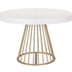 Table ronde extensible Soare Blanc pieds Or