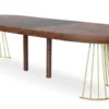 Table ronde extensible Soare Bois Noisette pieds Or