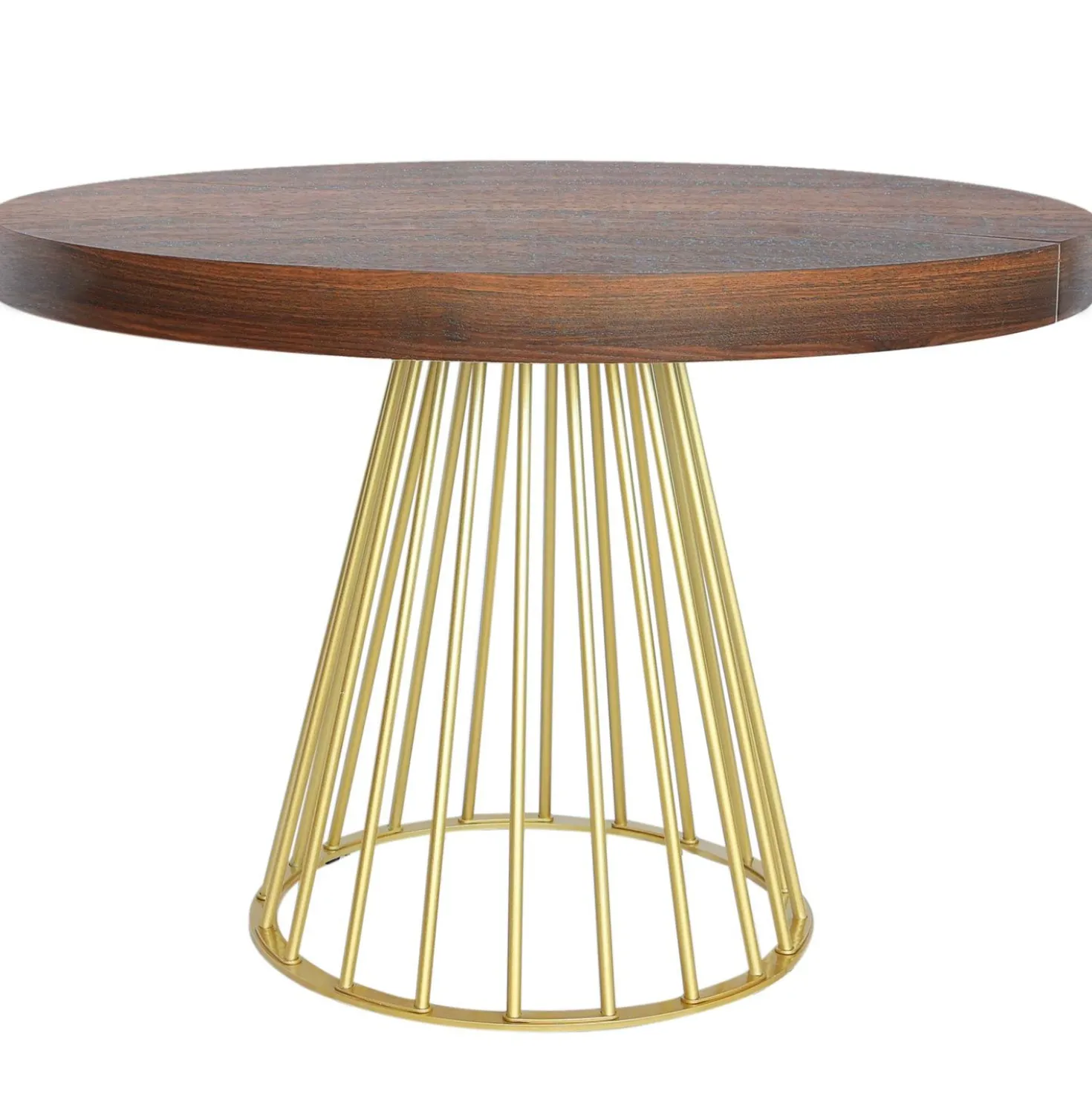 Table ronde extensible Soare Bois Noisette pieds Or
