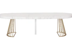 Table ronde extensible Soare Effet Marbre pieds Or