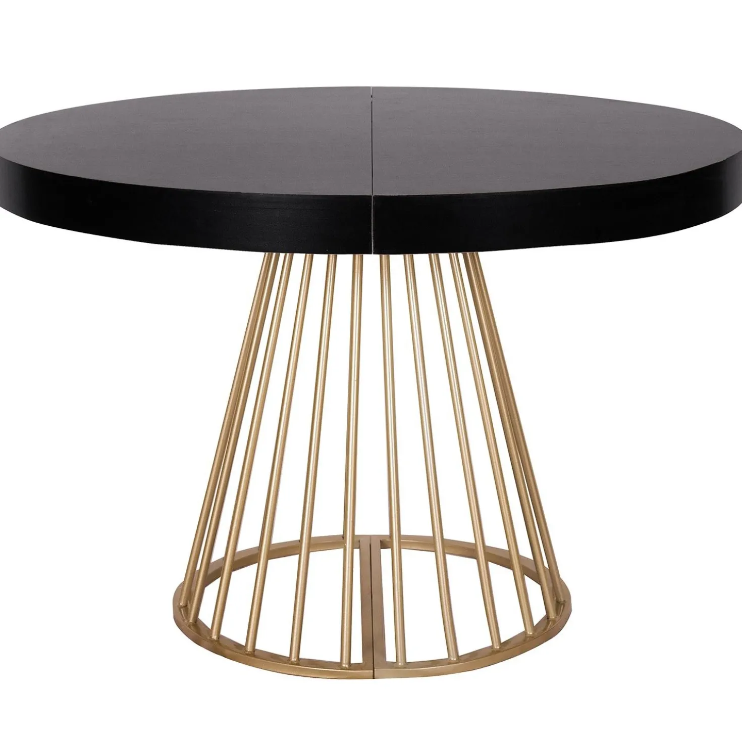 Table ronde extensible Soare Noir pieds Or