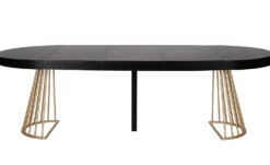 Table ronde extensible Soare Noir pieds Or