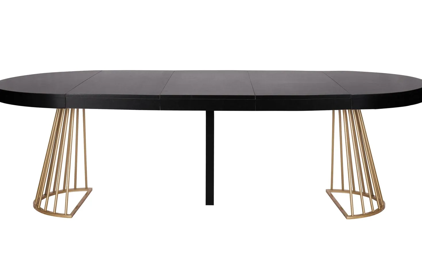 Table ronde extensible Soare Noir pieds Or