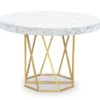 Table ronde extensible Yasmina Effet Marbre et pieds Or