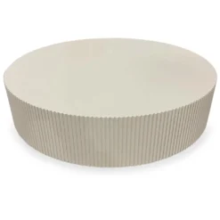Table ronde L78,5cm avec rainures verticales sculptées Pulsar Blanc cassé