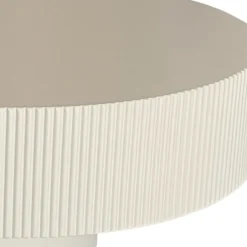 Table ronde L78,5cm avec rainures verticales sculptées Pulsar Blanc cassé