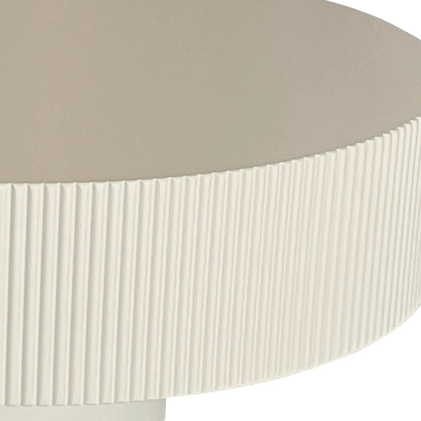 Table ronde L78,5cm avec rainures verticales sculptées Pulsar Blanc cassé