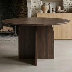 Table ronde élégante 120cm Calyptus Bois foncé