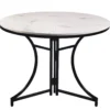 Table ronde pliante gain de place Foldine Ø80cm Métal Noir et Effet marbre Blanc