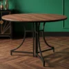 Table ronde pliante gain de place Foldine Ø100cm Métal Noir et Bois noisette