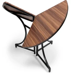 Table ronde pliante gain de place Foldine Ø100cm Métal Noir et Bois noisette