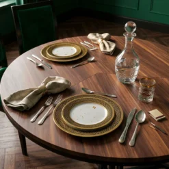 Table ronde pliante gain de place Foldine Ø100cm Métal Noir et Bois noisette