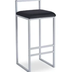 Tabouret de bar en métal Drakkar Argent et Velours Noir