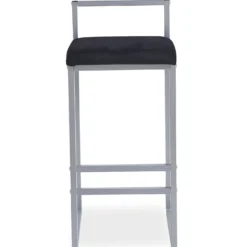 Tabouret de bar en métal Drakkar Argent et Velours Noir