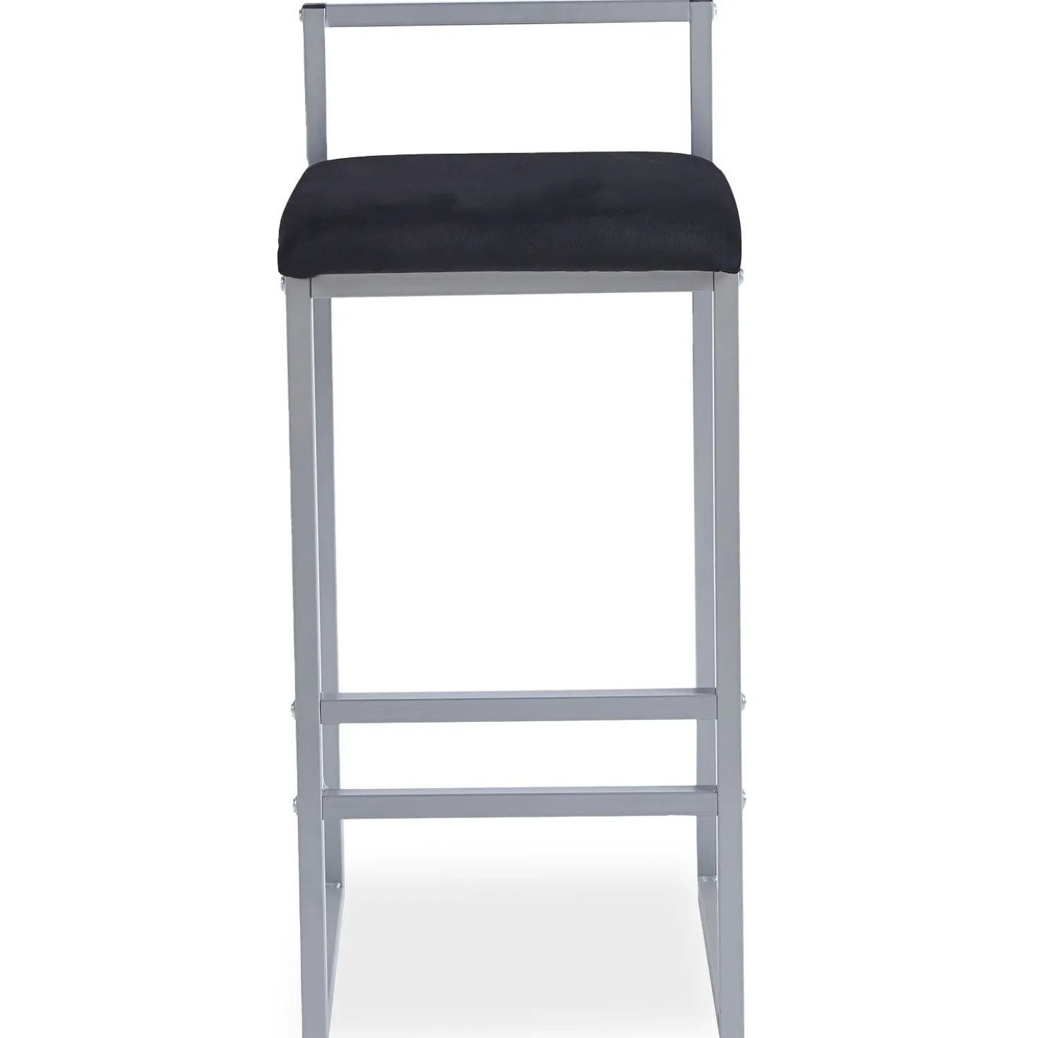 Tabouret de bar en métal Drakkar Argent et Velours Noir