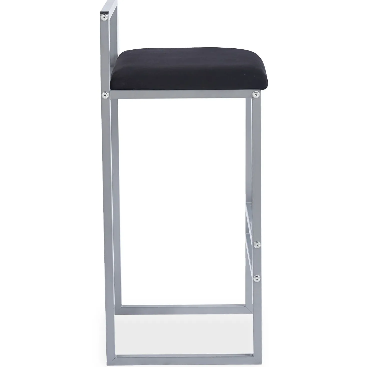 Tabouret de bar en métal Drakkar Argent et Velours Noir