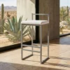 Tabouret de bar en métal Drakkar Argent et Velours Blanc