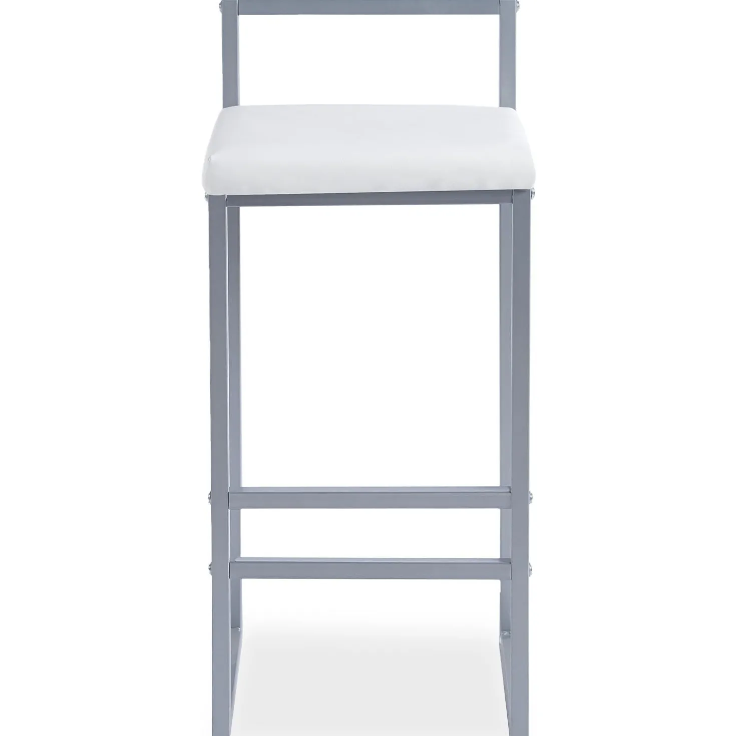 Tabouret de bar en métal Drakkar Argent et Velours Blanc