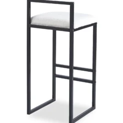 Tabouret de bar en métal Drakkar Noir et Tissu bouclette Crème