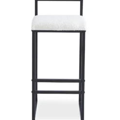 Tabouret de bar en métal Drakkar Noir et Tissu bouclette Crème