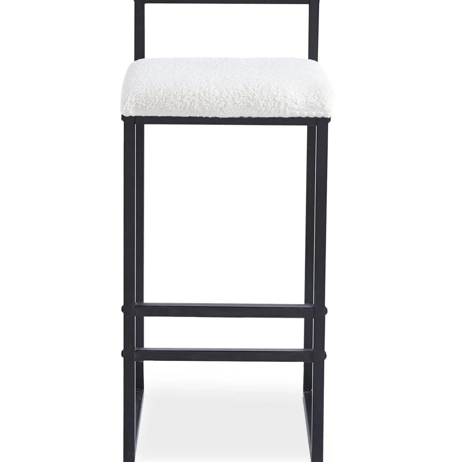 Tabouret de bar en métal Drakkar Noir et Tissu bouclette Crème