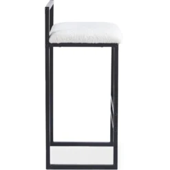 Tabouret de bar en métal Drakkar Noir et Tissu bouclette Crème