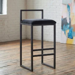 Tabouret de bar en métal Drakkar Noir et Velours Noir