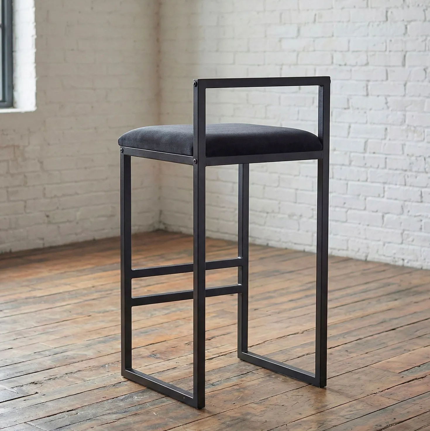 Tabouret de bar en métal Drakkar Noir et Velours Noir