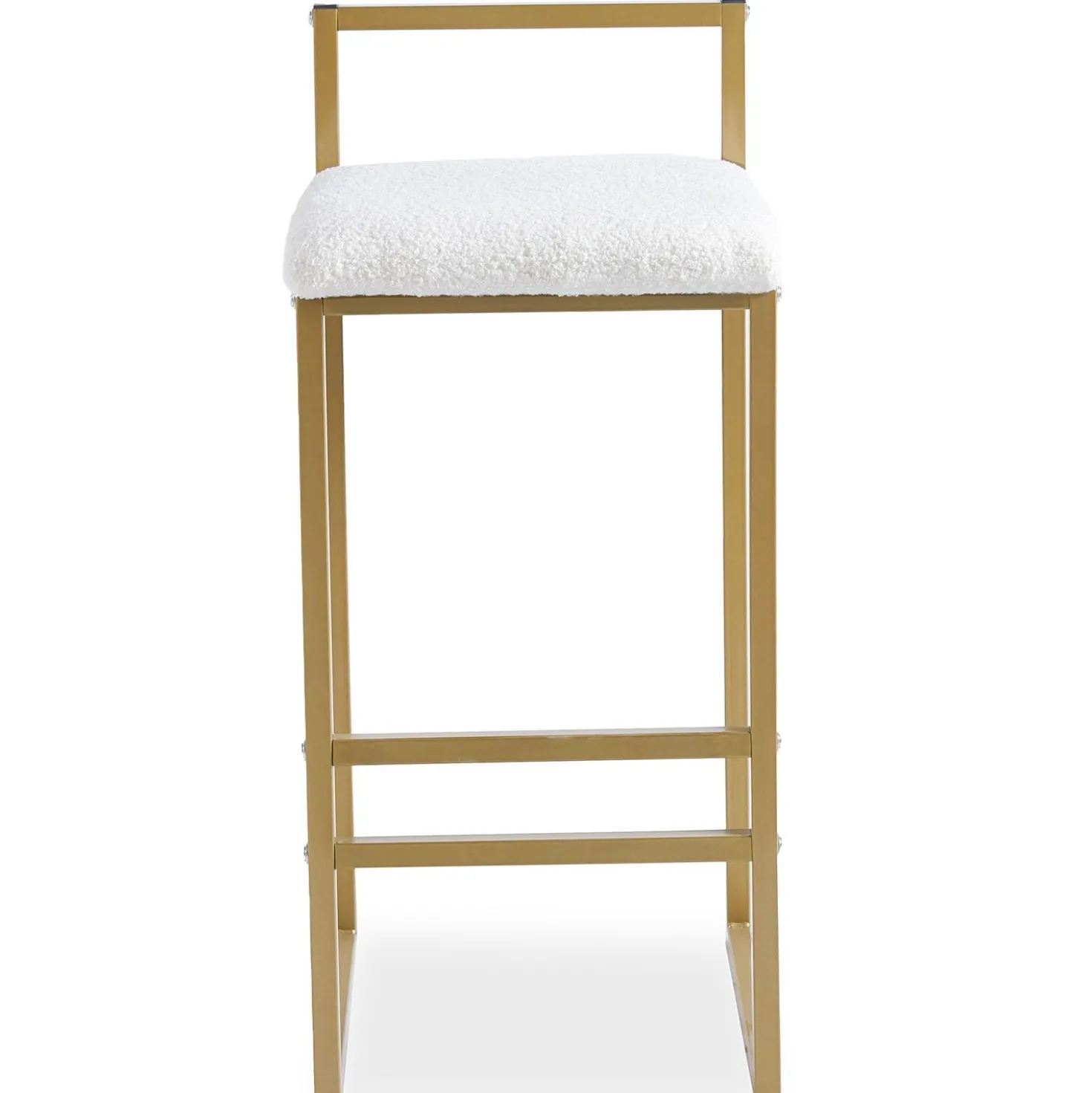 Tabouret de bar en métal Drakkar Or et Tissu bouclette Crème