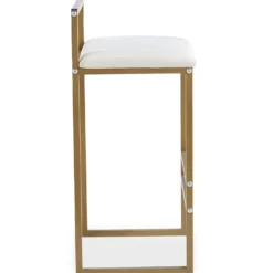 Tabouret de bar en métal Drakkar Or et Velours Crème