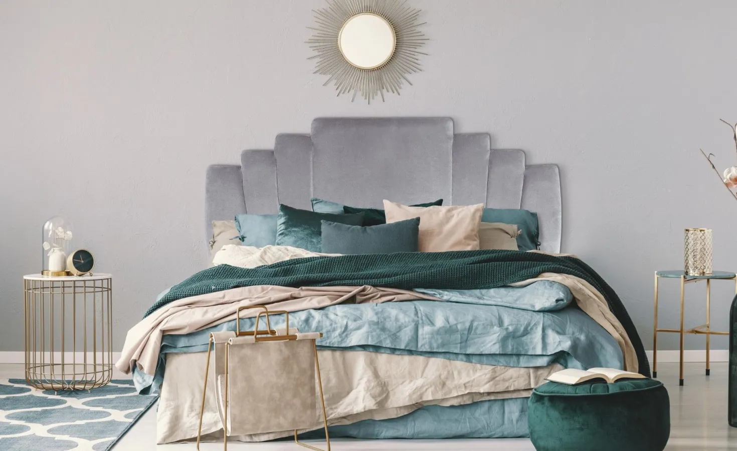Tête de lit Arena 180 cm Velours Argent