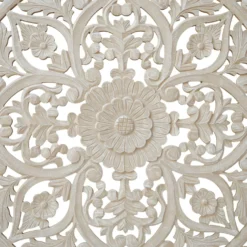 Tête de lit bois sculpté Serena 160cm Effet travertin Beige clair