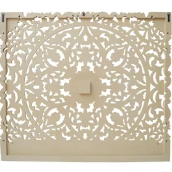 Tête de lit bois sculpté Serena 160cm Effet travertin Beige clair