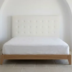 Tête de lit capitonnée Luxor 160cm Tissu bouclette Crème