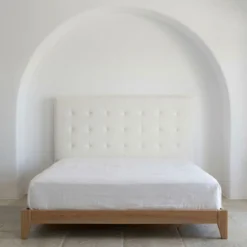 Tête de lit capitonnée Luxor 160cm Tissu bouclette Crème