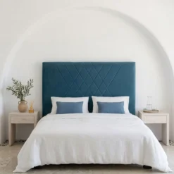 Tête de lit Diam 160cm Velours Bleu