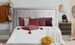 Tête de lit Meghan 180cm Velours Argent