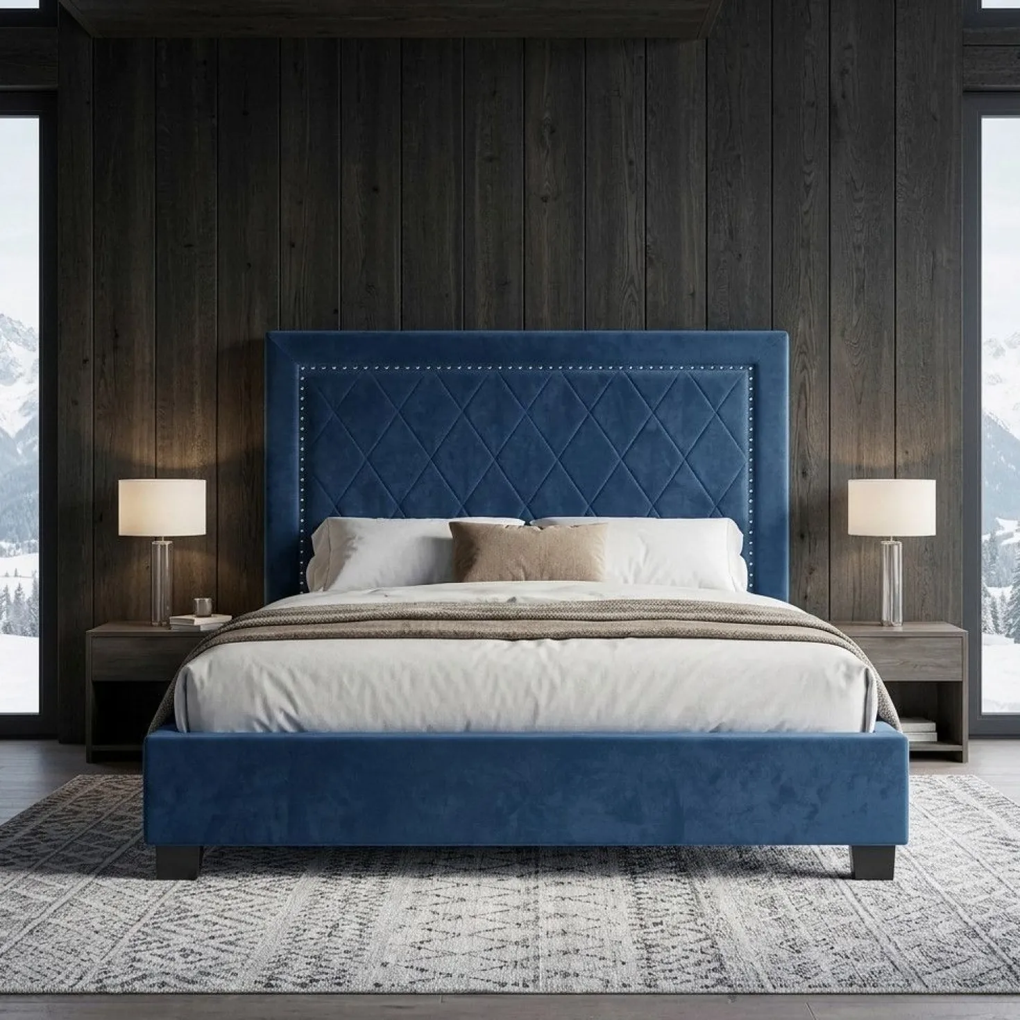 Tête de lit Meghan 140cm Velours Bleu