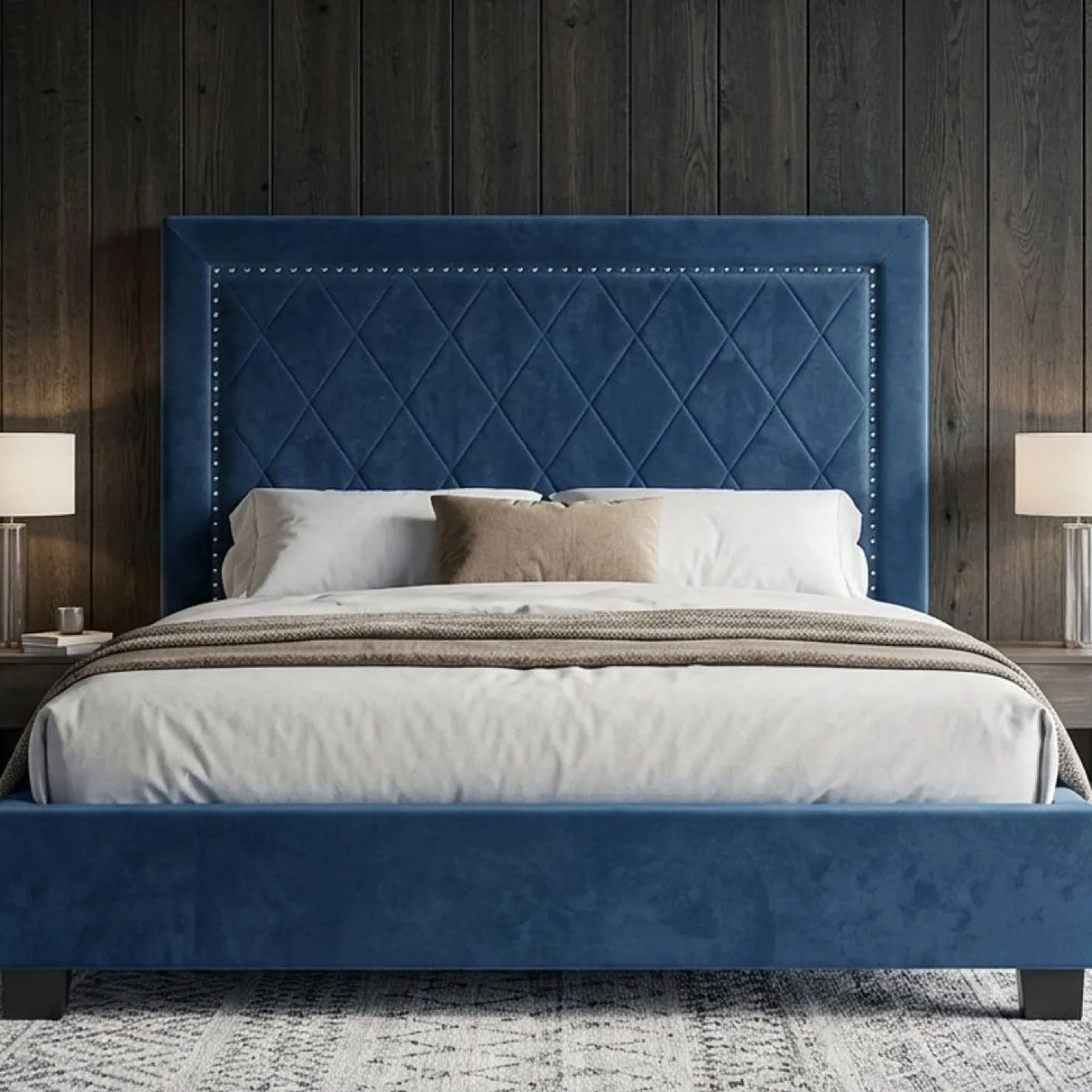 Tête de lit Meghan 140cm Velours Bleu