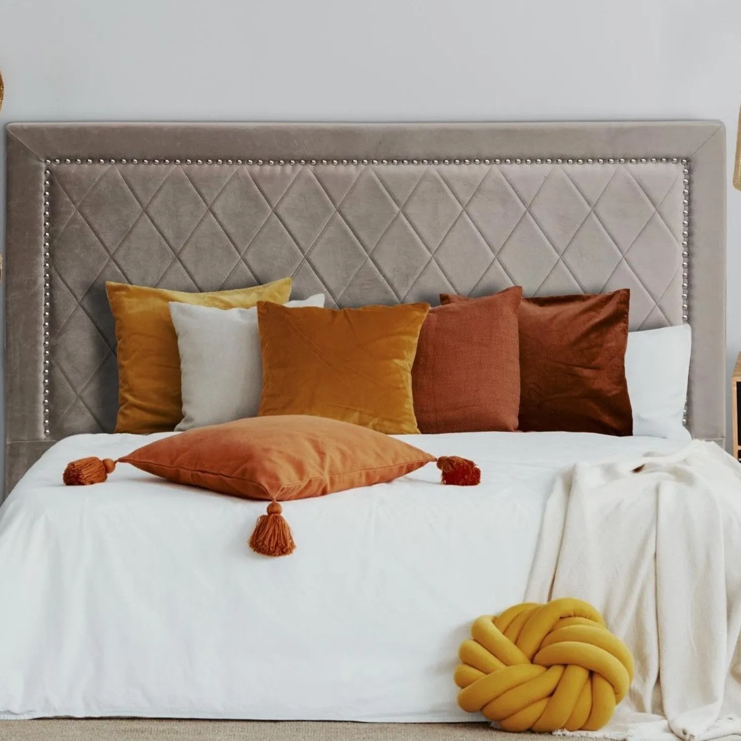 Tête de lit Meghan 180cm Velours Taupe