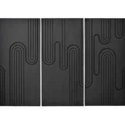 Tête de lit murale triptyque Aurore 160cm Bois sculpté Noir