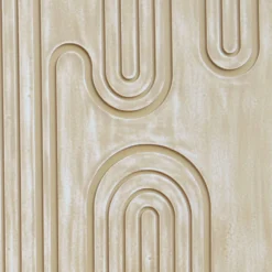 Tête de lit murale triptyque Aurore 160cm Bois sculpté Beige patiné